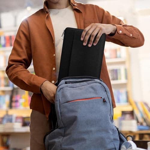 HEDUGO Laptop Sleeve Case with Accessory Pocket Padded Computer Carrying Pouch 15 to 16 inches Compatible with MacBook Air/Pro Protective Laptop Cover for 15”-16” Chromebook/Notebook/Tablet, Black. — view 6