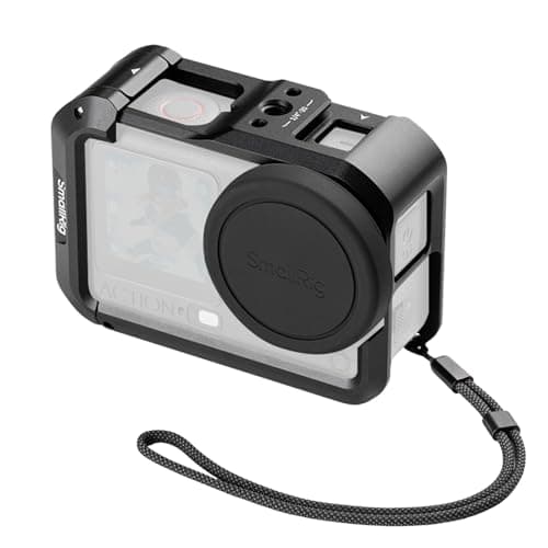SMALLRIG Cage for DJI Osmo Action 6 (Advanced Edition), Aluminum Alloy Camera Cage with Cold Shoe, Wrist Strap, Lens Cover, Protective Frame with 1/4"-20 Locating Holes, Action 6 Accessories - 5887