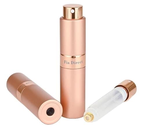Fia Direct 10ml Twist-Up Rotary Perfume Atomiser, Refillable & Travel Size Perfume Bottle, Leaking Proof,Bottom refillable, Luxurious Small Portable Mini Spray for women and men (Rose Gold)