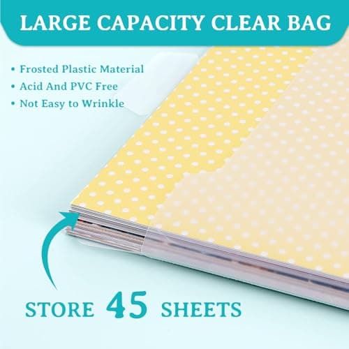 Scrapbook Paper Storage Clear - 12 X 12 Cardstock Organizer With Sticky Index Tabs, Transparent Expandable Document Folders, Heat Transfer Vinyl Protector For Arts Crafts Hobby Room — view 4