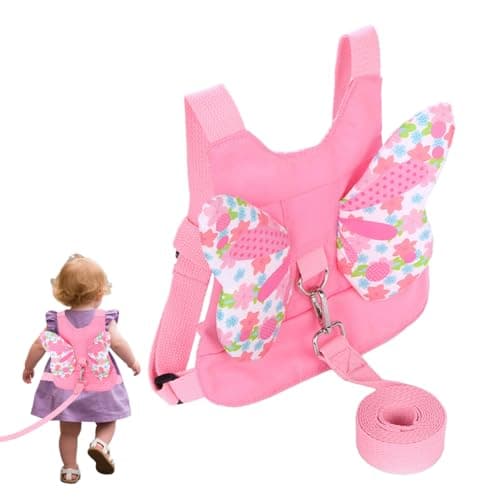 Toddler Leash Harness,Reins for Toddlers Girls,3-in-1 Backpack Leash for Toddlers,Butterfly Wings Design Toddler Reins for Walking 1-3 Years,Adjustable Safety Child Reins for Walking,1-6 Years (Pink)