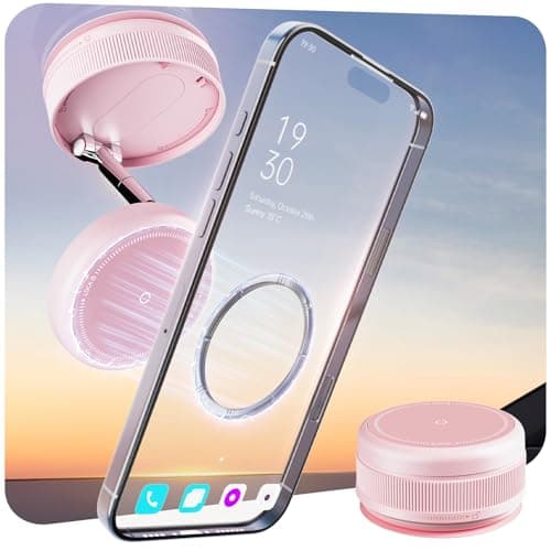MiiKARE Upgraded Magnetic Phone Holder 360° Rotating Vacuum Magnetic Car Phone Holder for Mag-safe, Adjustable&Foldable Cars Phone Mount for Automobile/Gym/Mirror/Shower for i-Phone&Android, Pink