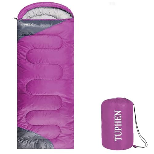 tuphen Sleeping Bag - 3-4 Seasons Camping Sleeping Bags for Adults for Hiking, Backpacking, Cold Weather & Warm Lightweight Travel Gear (Purple-gray, Single 86.61''x31.49'')