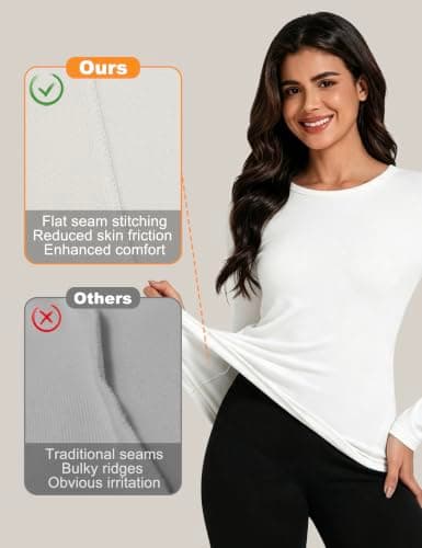 Harlamvar Women's Thermal Tops Round Neck Long Sleeve Soft Warm Base Layer — view 5