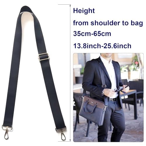 Xundefeng 2 inch Wide 55"L Adjustable Replacement Bag Straps Crossbody Shoulder Strap for Handbags Camera Duffle Messenger Laptop Bags - Black Belt,Gold Hardware — view 5