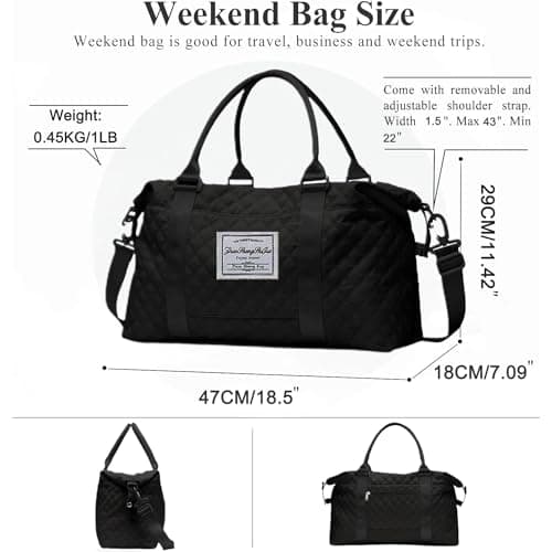 Cabin Bags Travel Bag for Ryanair Airlines Gym Bag for Women and Men Carry On Holdall Lightweight Luggage Overnight Weekend Bag underseat Luggage for Women and Men with Wet Pocket(Black) — view 2