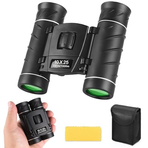 Flintronic 10X25 Binoculars for Adults, Compact Binoculars with BAK4 Prism, FMC Green Film, Easy Focus High Powered Binocular for Bird Watching Outdoor Sports Concerts Hunting Travel Camping