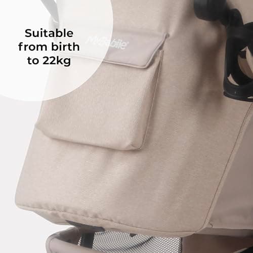 My Babiie MB30 Pushchair – from Birth to 4 Years (22kg), Easy Compact Fold, Large Shopping Basket, Adjustable Handle, Stroller Includes Cup Holder, Rain Cover – Oatmeal — view 4