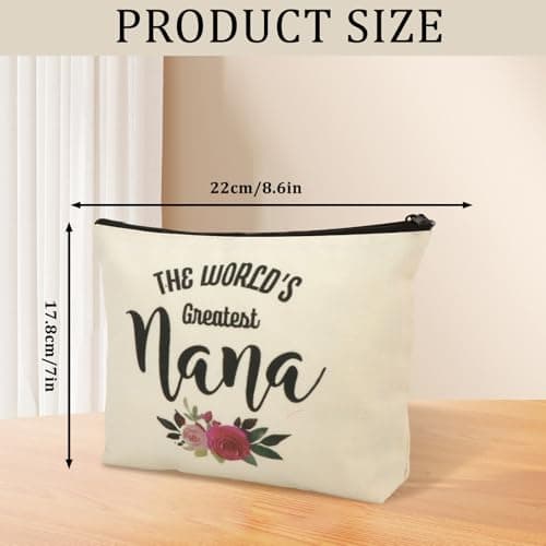 Nana Gift Makeup Bag The World's Greatest Nana Cosmetic Bag Floral Linen Travel Toiletry Bag Grandma Appreciation Pouch Organizer — view 2