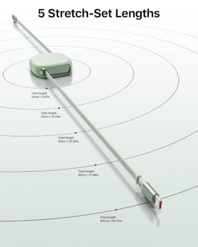 VisionSync 240W Retractable USB C Cable,3.3FT,Tea Green — view 6