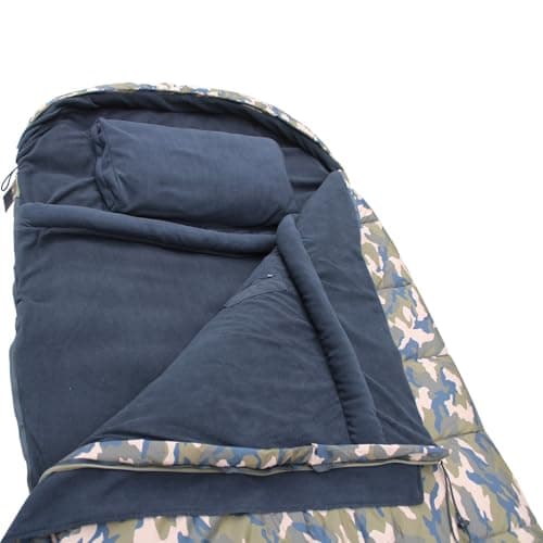 CARPZILLA Sleeping Bag Carp Fishing Snooze 5 Season Fleece Lined with Pillow Camping Hiking Backpacking Traveling 100CM Extra Wide CZ-007 Camouflage — view 6