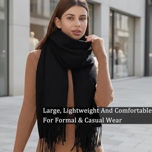 Ezranova Lightweight Soft Shawls and Wraps for Women, Black — view 5