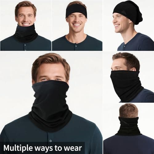 Shecret Fleece Neck Warmer, Thermal Neck Gaiter Snood for Men Women, Black — view 5
