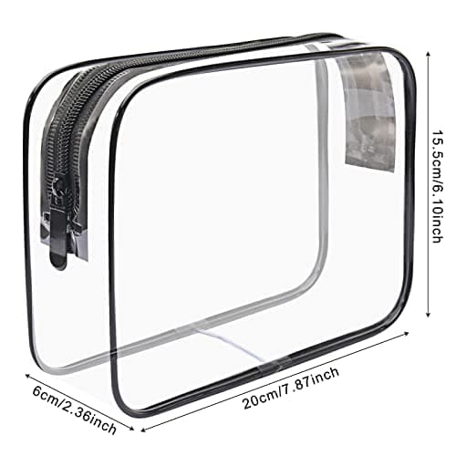 2pcs/Pack Lermende Clear Toiletry Bag TSA Approved Travel Carry On Airport Airline Compliant Bag Quart Sized 3-1-1 Kit Luggage Pouch (No Silkscreen 2Black) — view 2