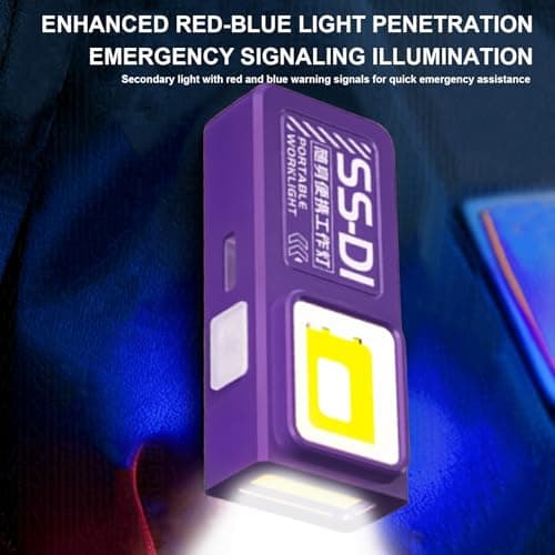 CHANGYUE Mini Torch, Compact Pocket Flashlight, USB-C Rechargeable Small Torch Flat EDC Torchrs Flashlight with Pocket Clip and Magnetic Base COB Work Light for Hiking Camping Repair Travel(Purple) — view 3