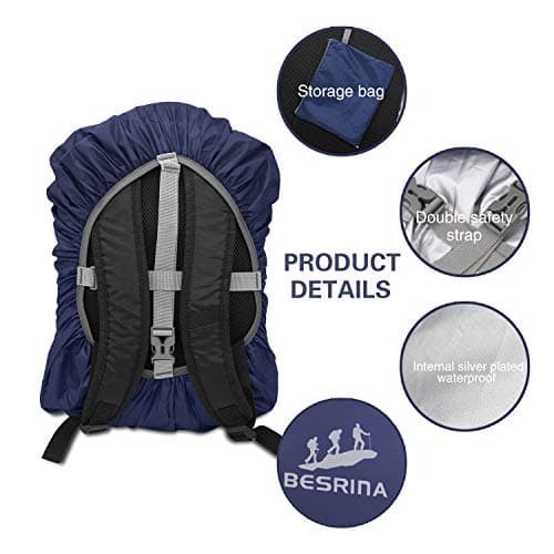 Besrina Backpack Rain Cover (15-90L),Upgraded Non-Slip Cross Buckle Strap & Reflective Waterproof Rucksack Cover for Hiking Camping Traveling Cycling — view 2