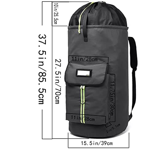 SUOVOCK laundry bag backpack, extra-large heavy duty laundry bags, laundry backpack for college students, with drawstring closure, camping, travel (charcoal grey laundry bag with straps) — view 2