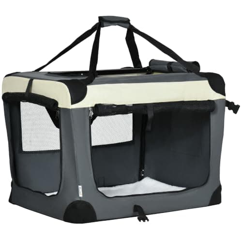 PawHut 70cm Foldable Pet Carrier for Small Dogs Cat Carrier Grey