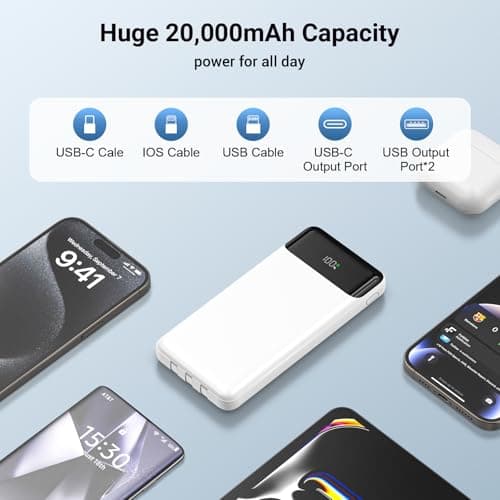 Power Bank 20000mAh 22.5W Fast Charging with Built in 3 Cable — view 2