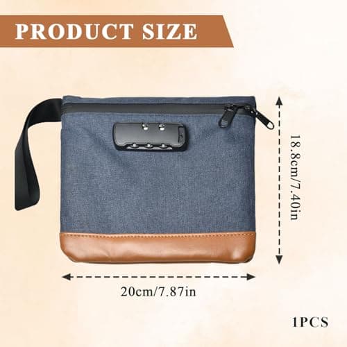 Odour-Proof Bag Safe Bag Combination Lock Bag Safe Waterproof Bag Odour-Proof Wallet Bag with Combination Lock Document Bag Money Box Lockable Box for Travel Storage (7.9 x 7.4 Inch, Blue) — view 2
