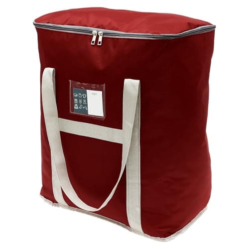 50L Moving Packing Bags, Oxford Heavy Duty Duffel Bag with Zips and Handle, Waterproof Bedding Bag for Moving, Storage, Camping and Travel(Red,50L)