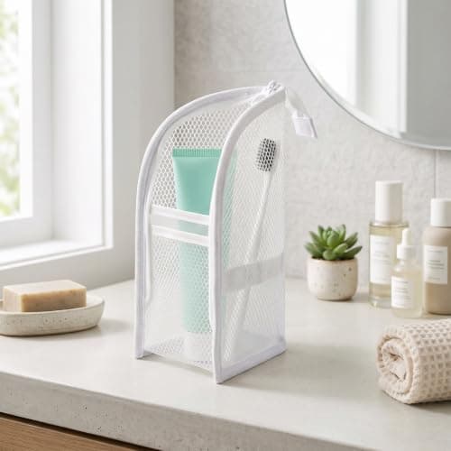 Freestanding Travel Toiletry Bag Large Waterproof Makeup Organizer (White) — view 5
