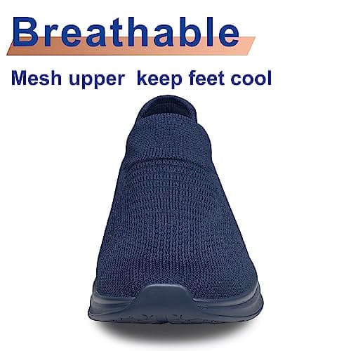 Womens Walking Shoes Non Slip Running Shoes Breathable Workout Shoes Lightweight Gym Sneakers Navy Blue Size 4 — view 3