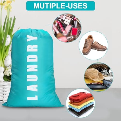 flintronic 2 Pack Extra Large Laundry Bag, 61×91cm Foldable Storage Bag, Dirty Clothes Bags, with Drawstring Closure, Durable Rip-Stop, Convenient, for Travel/Bathroom/Bedroom/Dormitory — view 3