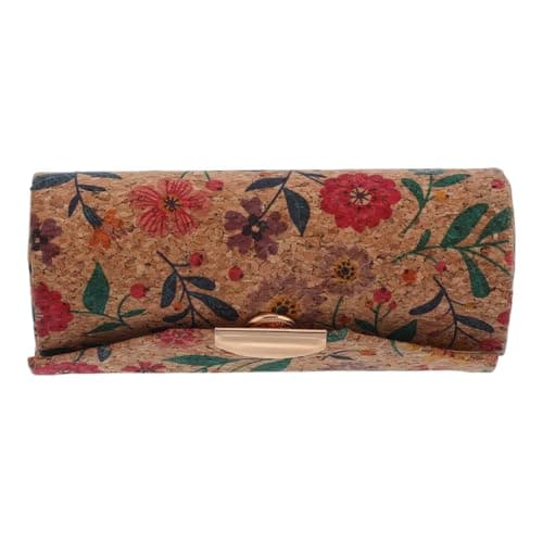 DEARMAMY Lipstick Case with Mirror Cork Lipstick Holder for Purse Portable Mini Organizer Floral Makeup Storage Box for Handbag Scratch Resistant Travel Accessory
