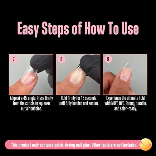 NOVO OVO Super Strong Nail Glue for Press On Nails & False Nail Tips (8ml 0.27 fl oz) - TPO & HEMA FREE Brush On Adhesive, Quick Dry & Long Lasting Bond for Acrylics, Broken Nails & Salon Effect — view 6
