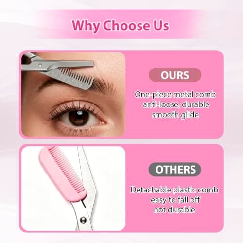 Eyebrow Scissors with Comb, Stainless Steel Eyebrow Trimmer for Men & Women, Beauty Tool for Precision Face Grooming, Elegant Eye Brow Shaping Kit, Ideal for Home, Travel and Daily Salon Care Use — view 4