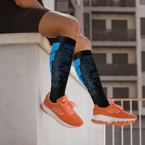 Colexy 6-Pack Compression Socks for Women & Men, Elastic Support Stockings, Graduated Support, Non-Slip Breathable Flight Socks, Ideal for Running, Sports, Travel (Colorful, L/XL) — view 2