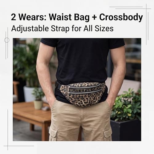 Leopard Print Bumbags for Ladies, Bum Bag Festival with Adjustable Strap — view 6