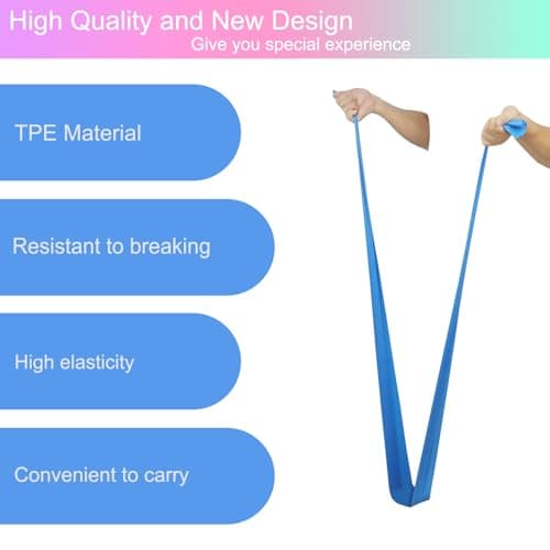 Jedebartey Resistance Bands, Exercise Band with 3 Strength Levels Optional 1.5m Long Stretch Bands for Women Men Yoga Pilates Strength Training Workouts Physiotherapy (Blue - Heavy 25lbs) — view 6