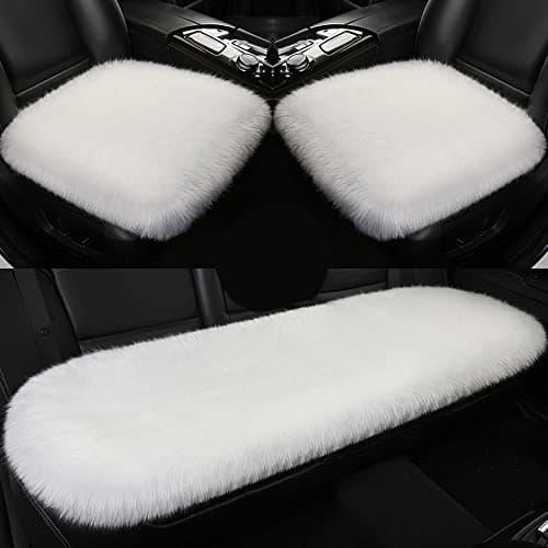 Universal Car Seat Cushions Pad for Dodge Magnum Neon Charger Challenger Durango Viper, 5 Seats Faux Long Wool Soft Warm Winter Seat Covers Supports