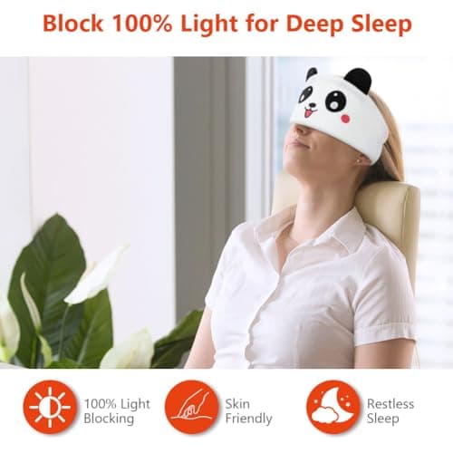 OFFCUP Sleep Headphones, Headband Headphones, Soft Bluetooth Headset Hi-Fi Stereo Super Bass Music Headphones for Men Women Office Nap Travel Yoga Workout Meditation（Panda） — view 6