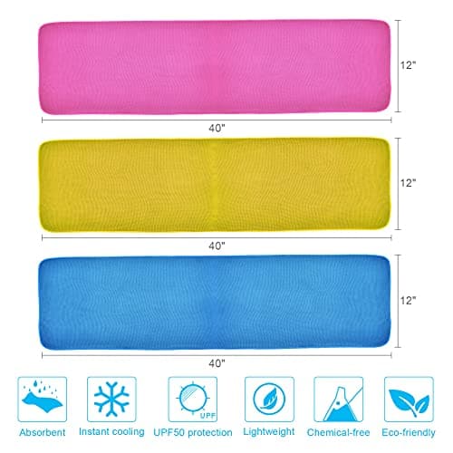 4 Packs Cooling Towel (40"x12"),Ice Towel,Soft Breathable Instant Towel,Microfiber Cool Towel for Yoga,Golf,Sport,Gym,Workout,Camping,Fitness,Outdoor &More Activities(Rose red/Grey/Golden yellow/Blue) — view 4