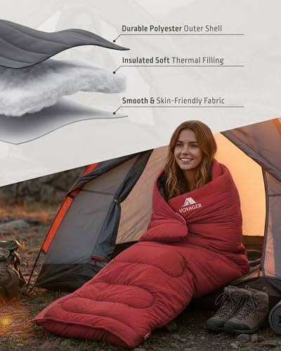 Voyager Sleeping Bag for Adults – Lightweight & Compact, Waterproof, 3-4 Season Warm & Cold Weather, Machine Washable, Ideal for Camping, Hiking & Backpacking, 220x30x80cm — view 5