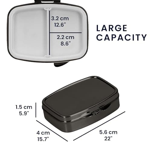kwmobile 2X Pill Box Stainless Steel Black - Portable Travel Box, Organizer for Tablets, Supplement Holder, Metal Case Storage, 2 Compartments for Medicine — view 6