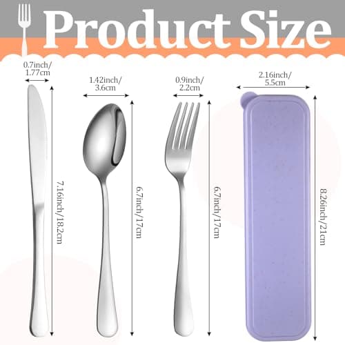 Yinkin 1 Pack Travel Silverware Set with Case,Lavender Purple — view 2