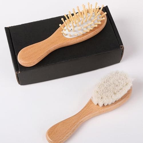 Portable Infant Comb Brush Set for Travel Soft Wool Bristles Gentle on Scalp Includes Comb & Bath Brush Safe Easy Carry Newborns — view 6