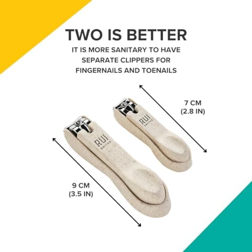 Rui Smiths CarbonConscious Nail Clipper Set of 2 for Manicure and Pedicure Grooming | Large and Small Size Cutters | Made with Wheat Straw Bioplastic — view 4