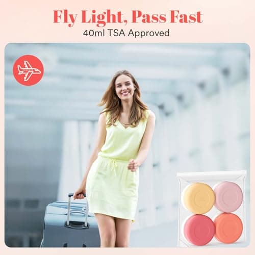 Euqvunn Travel Pots for Toiletries, Travel Containers TSA Approved Travel Tubs 40ml, Silicone Leak-proof Travel Cosmetic Containers with PP Lids for Cosmetic Face Body Hand Cream (Light Pink) — view 3