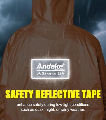 Andake Rain Poncho Rain Jacket Lightweight Waterproof for Men and Women, Packable Windproof with Hood for Hiking, Cycling, and Outdoor Activities Orange — view 5