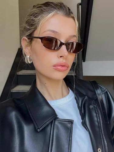 GUVIVI Retro Oval Sunglasses for Women 90s Cat Eye Shades UV400 protection — view 5