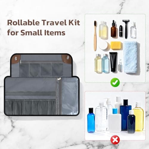 Estour Toiletry Bag for Men, Travel Dopp Kit, Water-Resistant Bathroom Roll Organizer for Shaving Kit, Hygiene, Toiletry Accessories, 2.Khaki Yellow (Waxed Canvas), Practical — view 5
