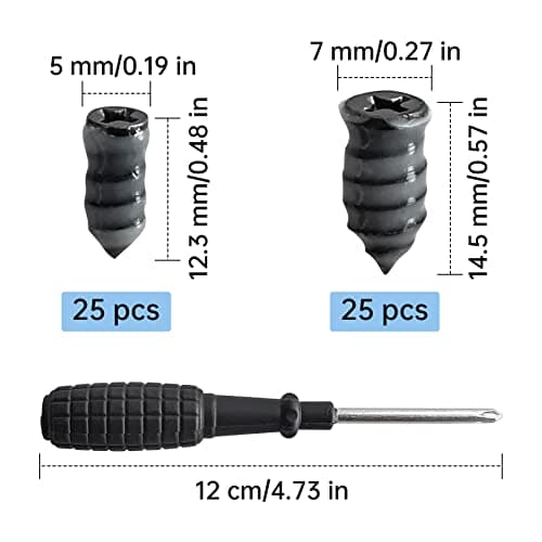 Brelet 50Pcs Tyre Repair Kit Rubber Nails & Screwdriver, Self-Service Car Puncture Repair Tool for Motorcycle Auto Car, Universal Tire Fast Repair Kit (25 S+25 L) — view 2