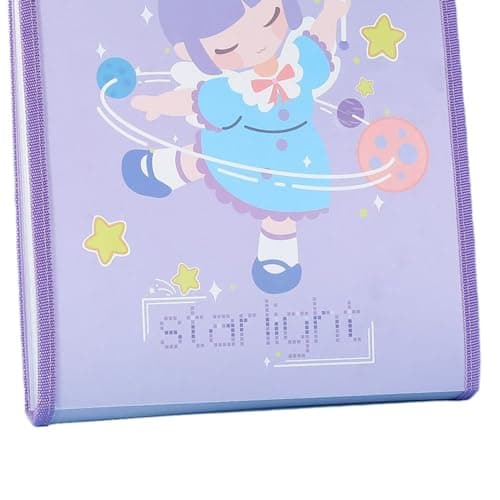 Ycauty Organ File Bag A4 Portable Expandable Folder 12 Layers for Office Home School PP Material (Purple Little Girl) — view 4