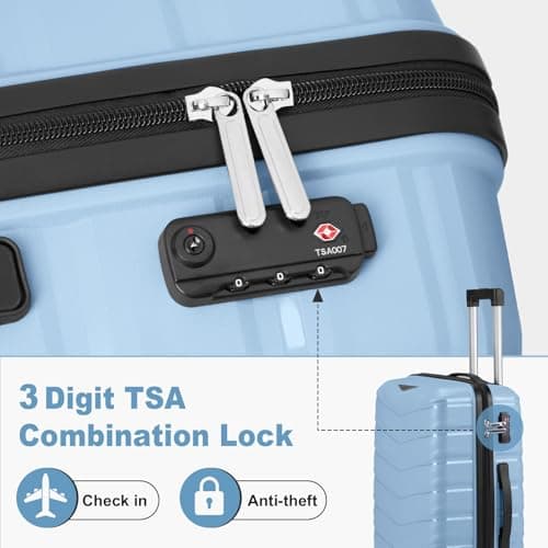 Karl home Luggage Set 2 Piece, 20in Carry-on with 12 Mini Case, Blue — view 6