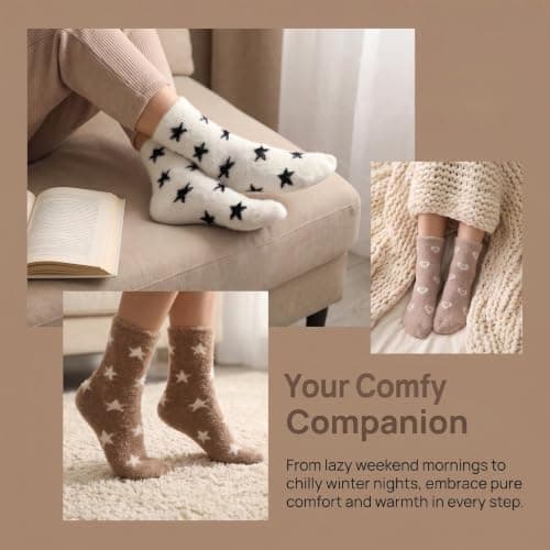 LEKMBBY 6 Pairs Fluffy Socks for Women and Girls, Cosy Slipper Socks, Warm Cozy Bed Socks, Thick Fuzzy Thermal Winter Socks, Soft Cute Socks Gifts, Christmas Gift for Her, UK Size 4-7 — view 4